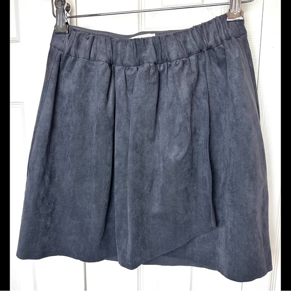 New WILFRED FREE Artizia Nescher Skirt Gray Faux suede Wrap Mini Short Pull On - Picture 5 of 11